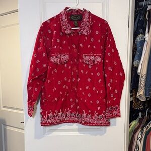Chaps Red Paisley Button Down Shirt